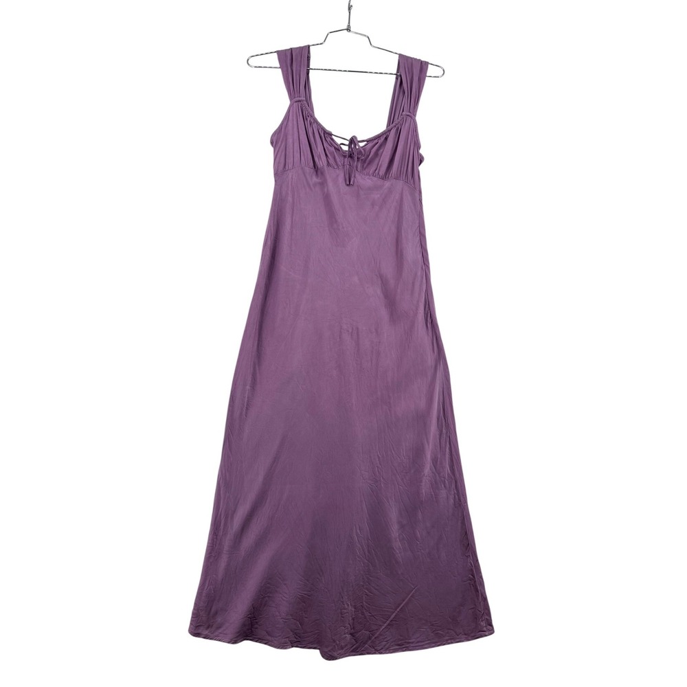Madewell Midi Dress Womens 10 Purple Excellent Empire Waist Cupro N0103